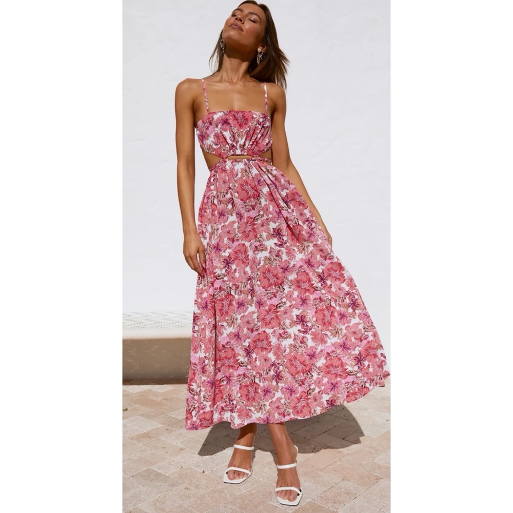 Hello Molly Pink Floral Midi Dress